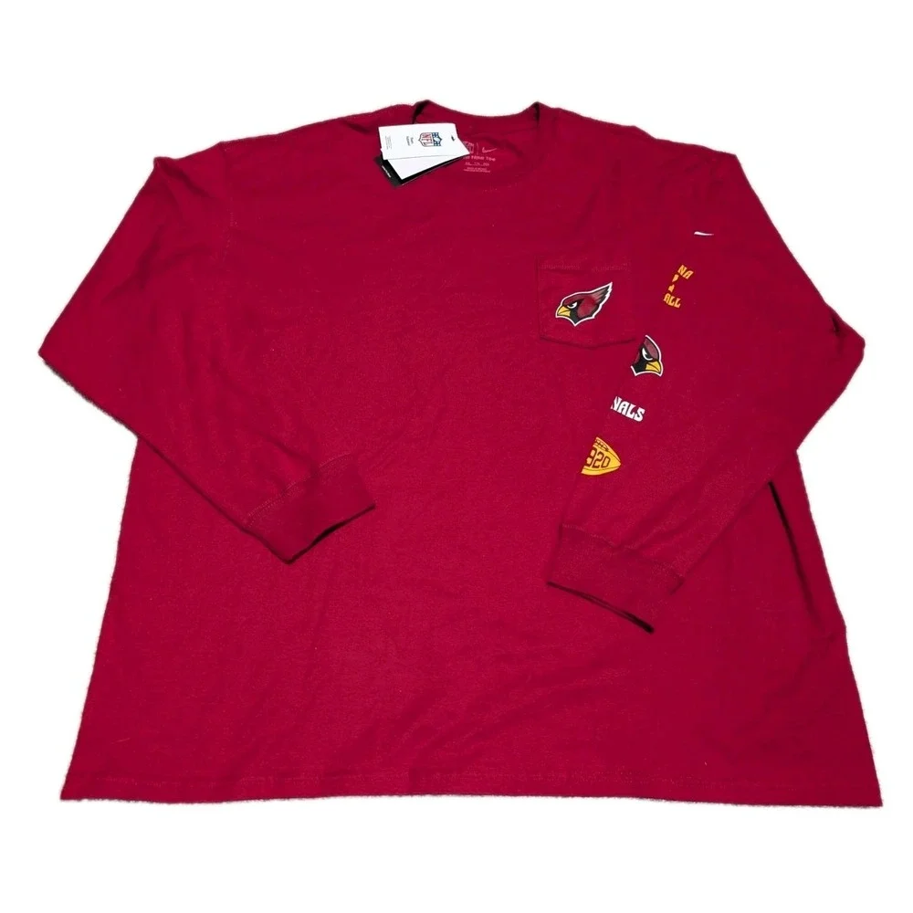 Men Nike St.‎ Louis Cardinals Long Sleeve Pullover Shirt Red White Size 2XL NWT